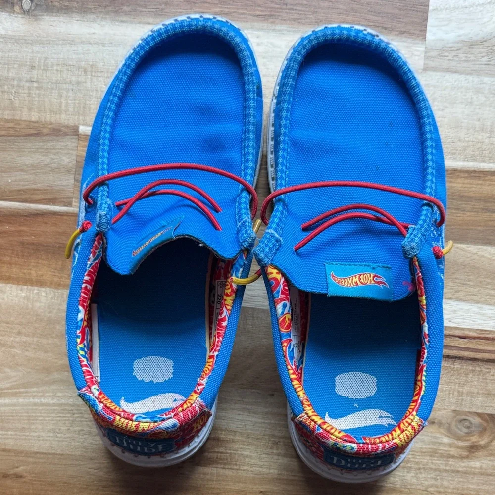 Hey Dude Blue Kids Moccasins with Colorful Accents